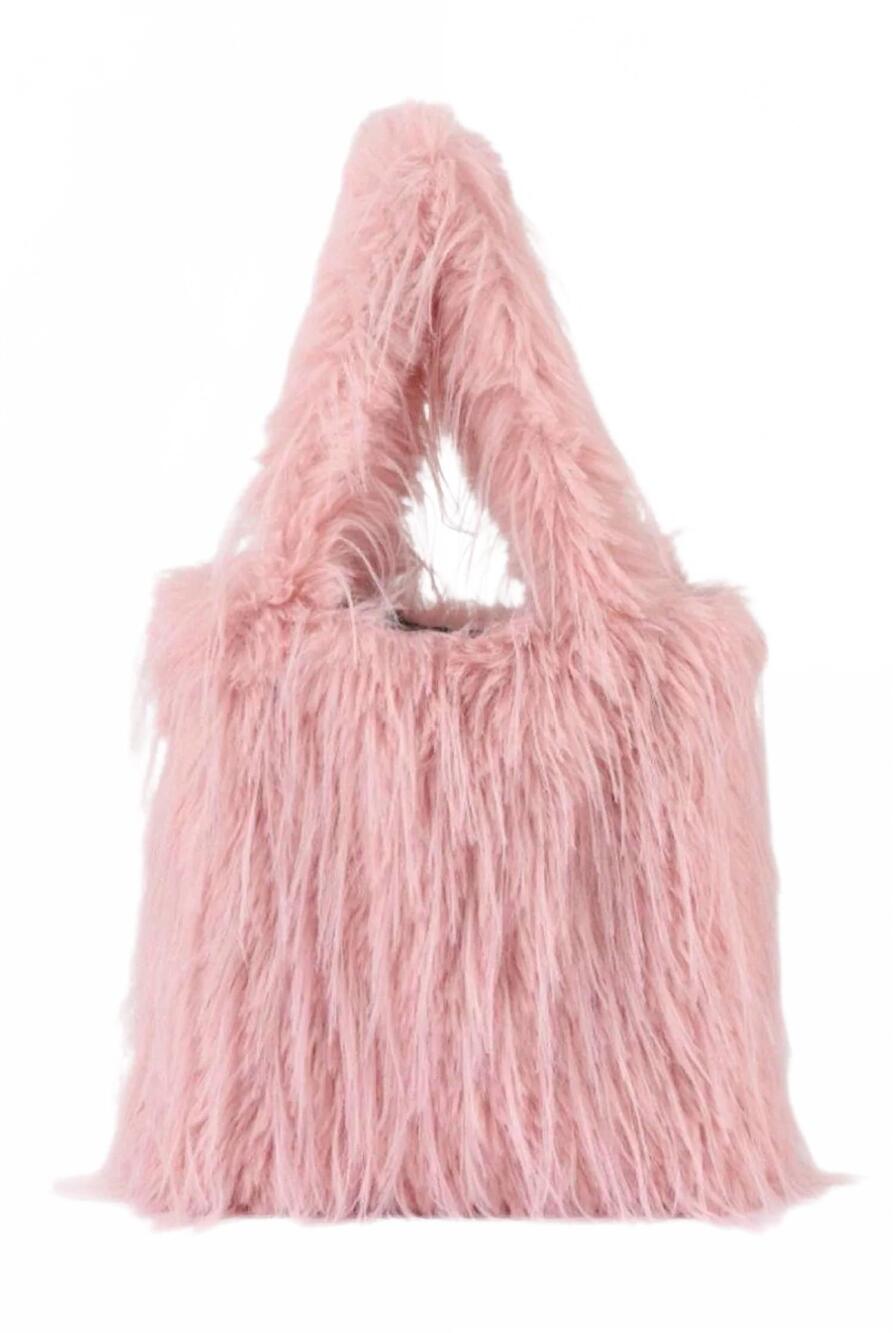 NEW JOIA bertha faux fur oversize shoulder bag in pink